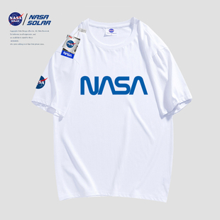 NASA SOLAR聯名款2022新款夏季男女同款潮牌純棉T恤情侶短袖
