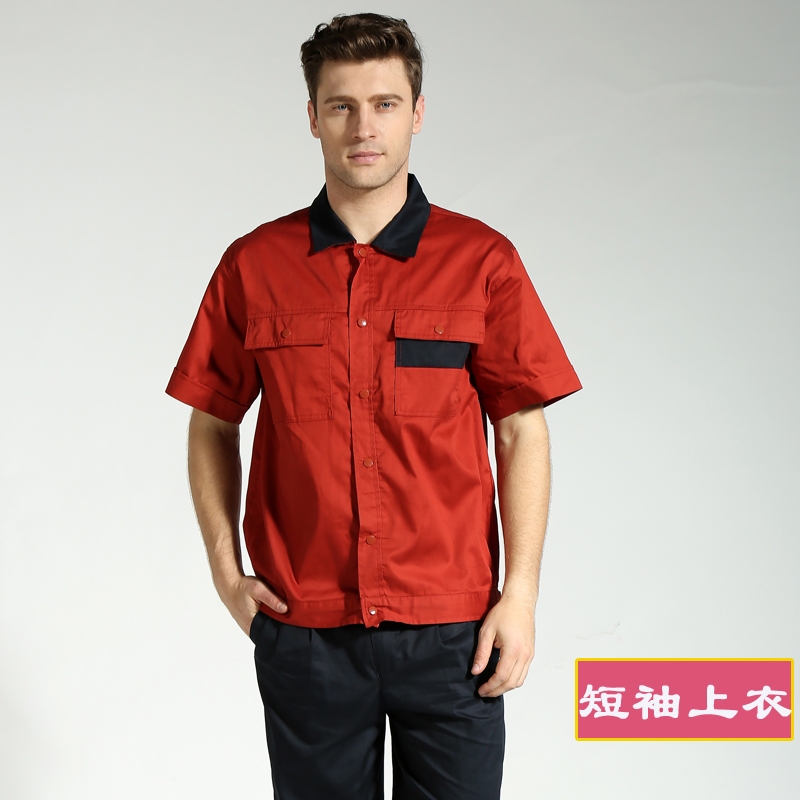 quần áo nhà máy Workwear bộ của nam giới mùa hè quần áo bảo hộ lao động ngắn tay xưởng mỏng bông nhà máy hàn chịu mài mòn