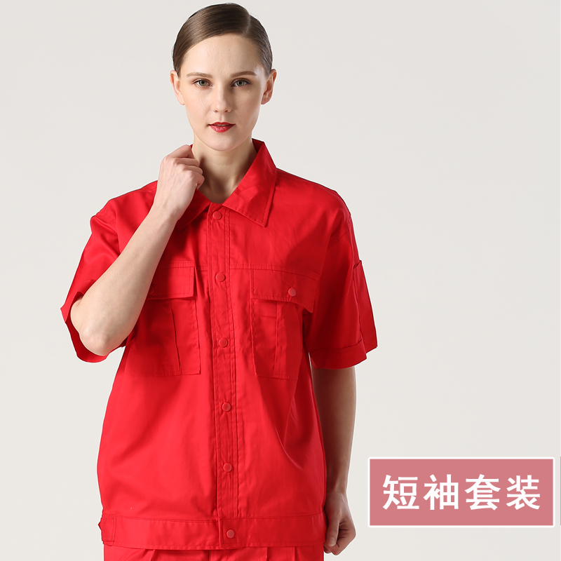 quần áo nhà máy Workwear bộ của nam giới mùa hè quần áo bảo hộ lao động ngắn tay xưởng mỏng bông nhà máy hàn chịu mài mòn