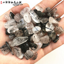 Natural black hair crystal gravel for Buddhist degaussing stone original stone pendulum with grain fish tank for landscaper decoration ornamental