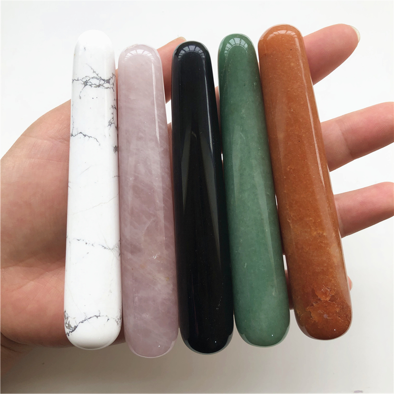 Natural Powder Crystal Green East Mausoleum Black Yaoshi Beauty Massage Stick Scraping Plate Facial eye point Rod Dial Fascia