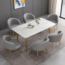 Net red light luxury rock plate dining table and chair Modern simple Italian style small apartment dining table Rectangular one table four chairs