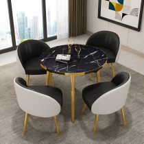 Reception negotiation table and chair combination Save space Meeting guests Simple office Leisure coffee shop Milk tea shop Round dining table
