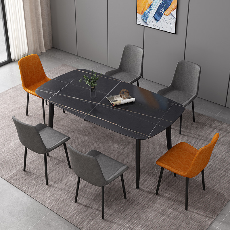 Netred Nordic Italian Rock Table and Chair Combined Modern Simple Light Luxury Household Small Household Rectangular Meal Table