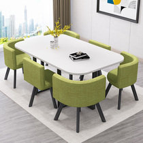 Simple reception negotiation table and chair combination Office lounge area Conference table Shop meeting leisure long table Dining table and chair
