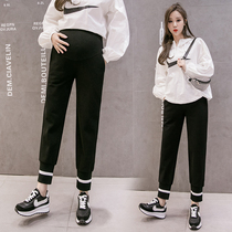 Pregnant women pants spring and autumn models 2021 New Tide mom fashion casual sports pants maternity wear wide leg pants wear trousers