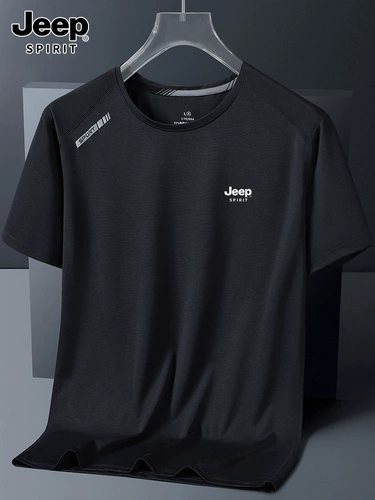 Jeep, тонкая шелковая быстросохнущая спортивная эластичная футболка с коротким рукавом, оверсайз, для бега
