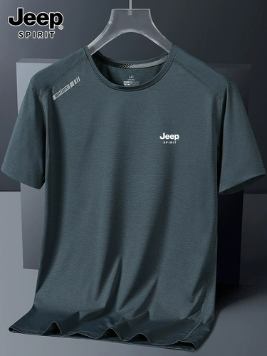 Jeep, тонкая шелковая быстросохнущая спортивная эластичная футболка с коротким рукавом, оверсайз, для бега