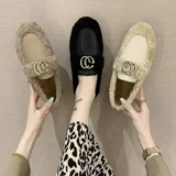 Женская меховая обувь для верхней зимней одежды 2020, осень и зима, новые универсальные теплые шапочки в корейском стиле для женщин на бархатной мягкой подошве, ленивые туфли