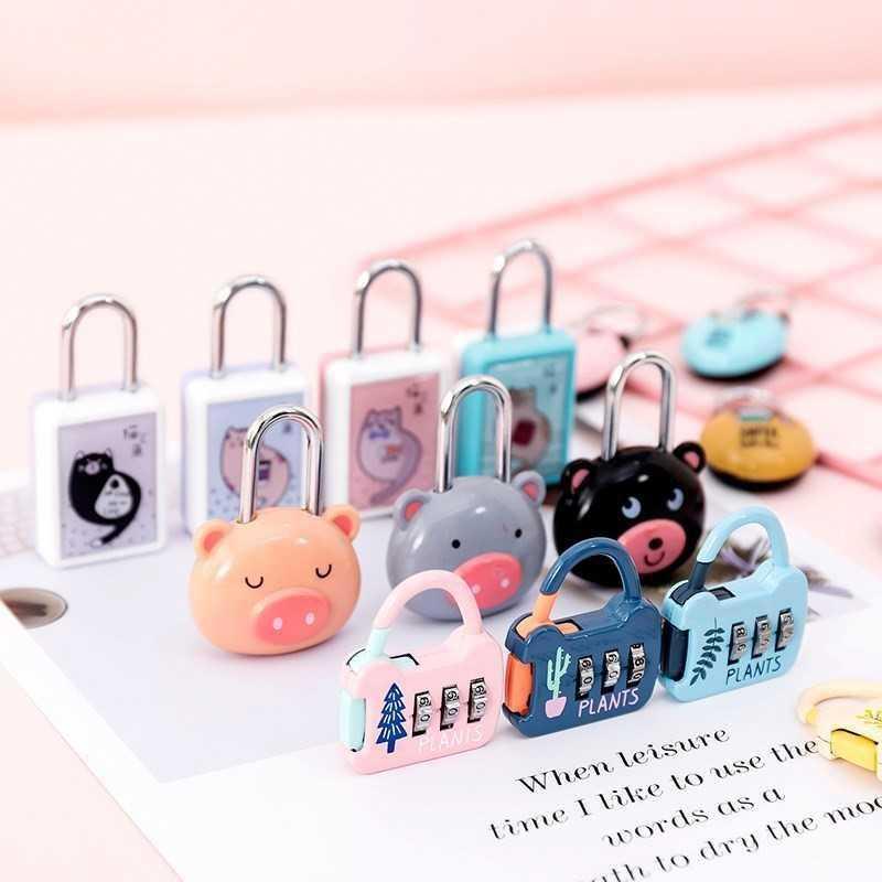 Lock small dormitory password lock small padlock anti - theft cute student cartoon key lock children's toy lock small