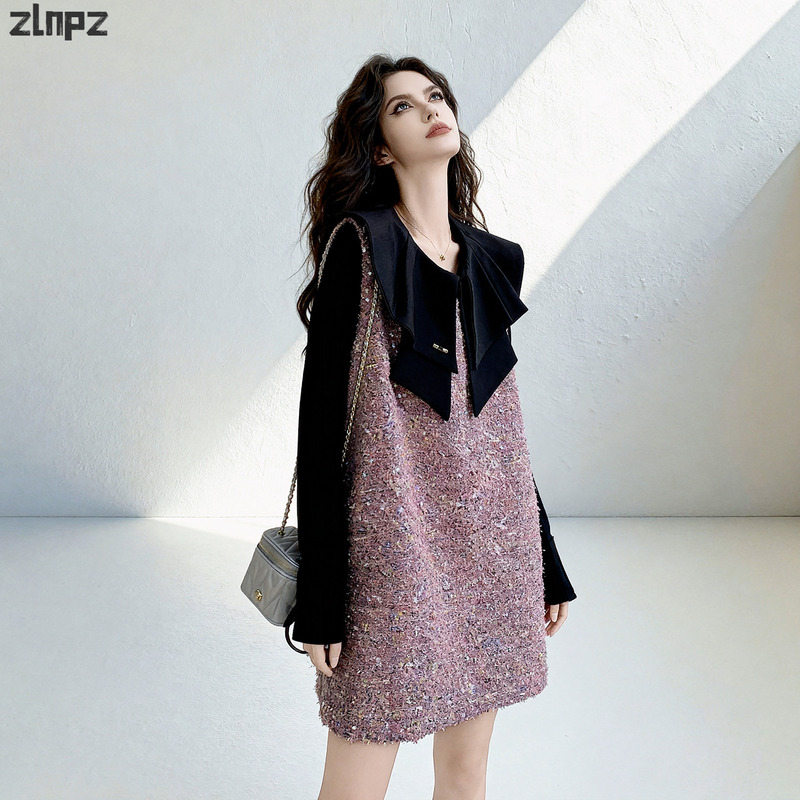 Unique and Beautiful Little Chanel-Style Vest Dress Set for Women, 2026 Autumn New Style, Doll Collar Shirt and Skirt Two-Piece Set Unique and Beautiful Little Chanel-Style Vest Dress Set for Women, 2026 Autumn New Style, Doll Collar Shirt and Skirt Two-Piece Set