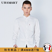 Striped long sleeve shirt men polished cotton casual young mens shirt retro Japanese new slim mens shirt