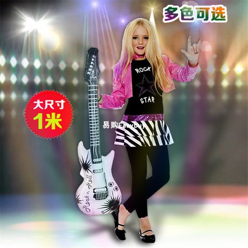 Large Number 1m Inflatable Guitar Sax Microphone Musical Instrument Children Music Puzzle Small Toy Stage Props Gift