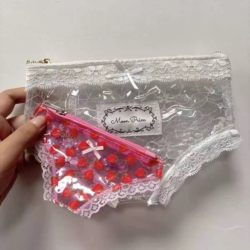 I Don'T Want to Take a Bath, Underwear Styling, Makeup Bag, Japanese-Style Lace Storage Bag, Pvc Printed Waterproof Coin Purse, Card Holder, Y2K