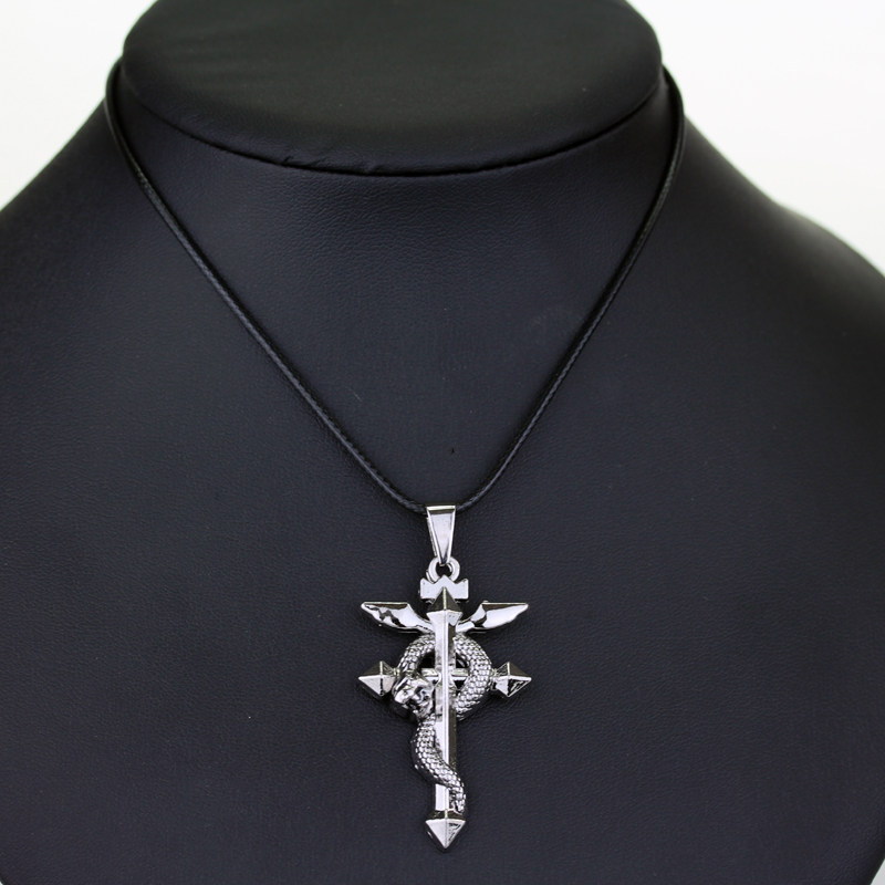 Cartoon Perimeter Creative Steel Alchemist Necklace Serpentine Cross Pendant Ornament Custom Manufacturer Direct Sales 