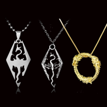 Cross-border new European and American popular dinosaur Skyrim ancient scroll Dragon mens necklace personality pendant jewelry gift