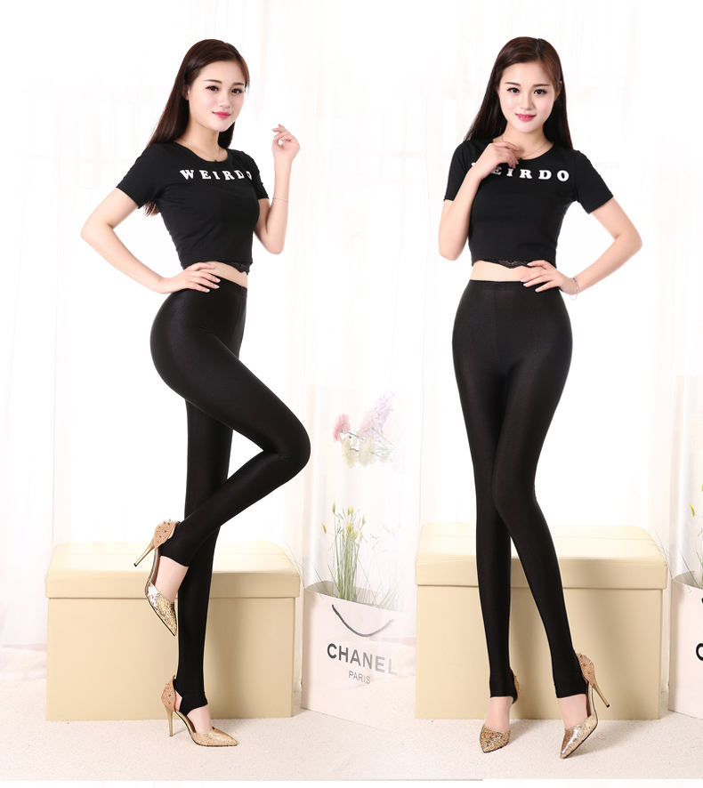 300 gram cộng với nhung dày eo cao bước chân quần bóng loáng chất béo đàn hồi mm cỡ lớn 200 cân quần chín điểm quần đáy quần ống rộng nữ