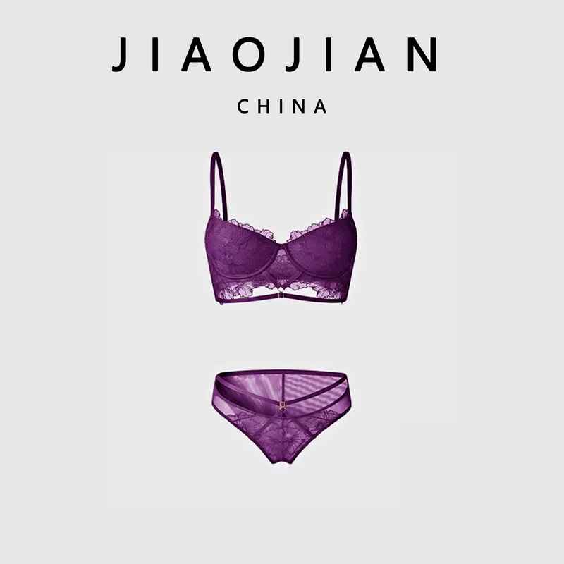 Jiaojian Ziyun Yanyan* Sexy Lingerie for Women, Lace Push-Up Bra Set with Side Breast Support
