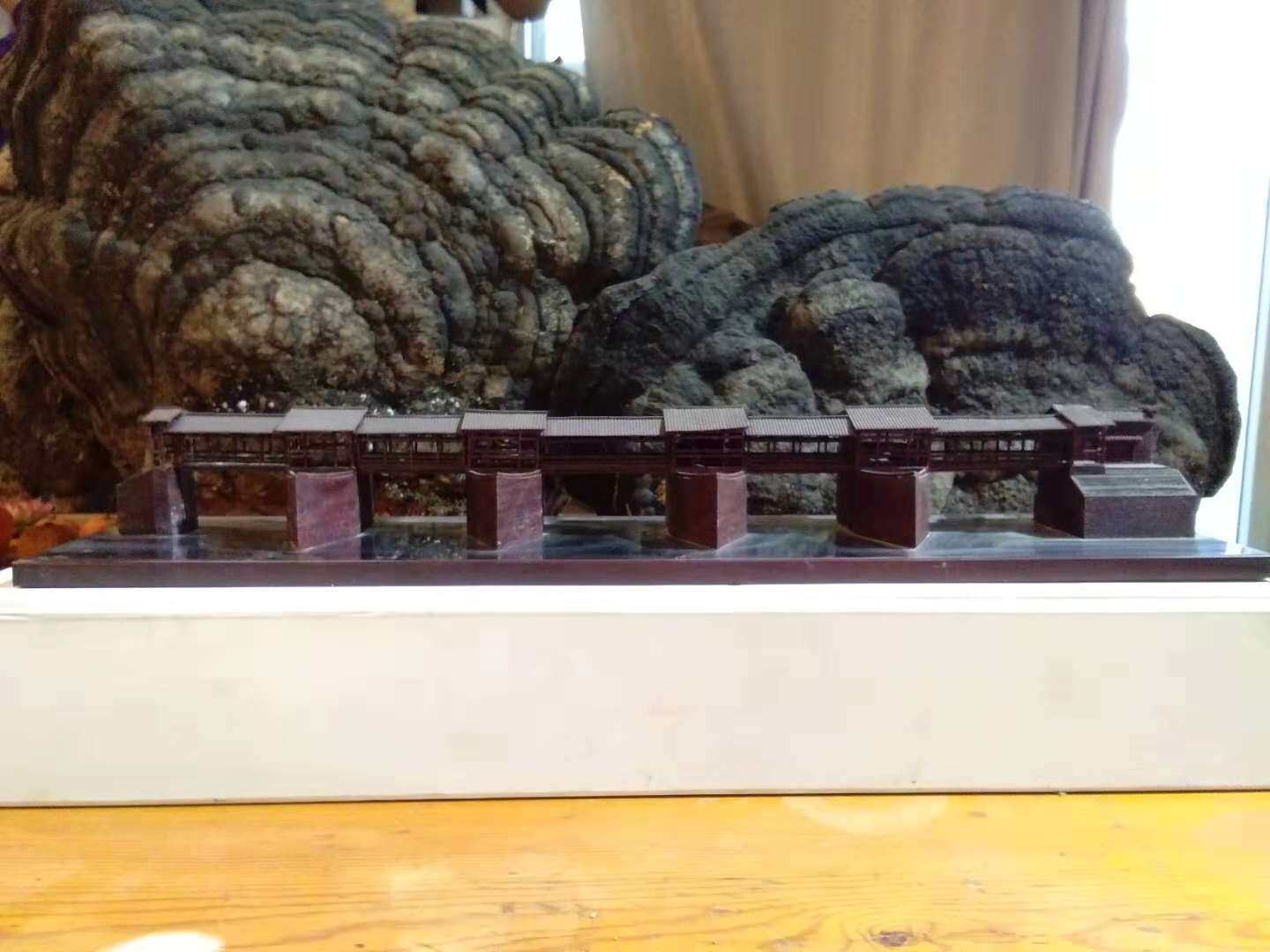 Chinese beautiful village Wuyuan Rainbow Bridge rosewood structure carving original design art collection