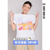 Early before SHAPE early bird Dali tie tie tie loose print half sleeve T-shirt Joker breathable short sleeve top