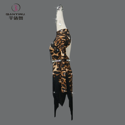 2025 Новый профессиональный леопардовый принт латиновый танцевальный соревнование по костюм сексуальное цветочное одежда