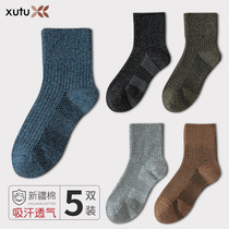 Sequence diagram socks mens middle tube autumn and winter cotton thread Japanese retro Four Seasons sweat-absorbing deodorant breathable Mens stockings tide