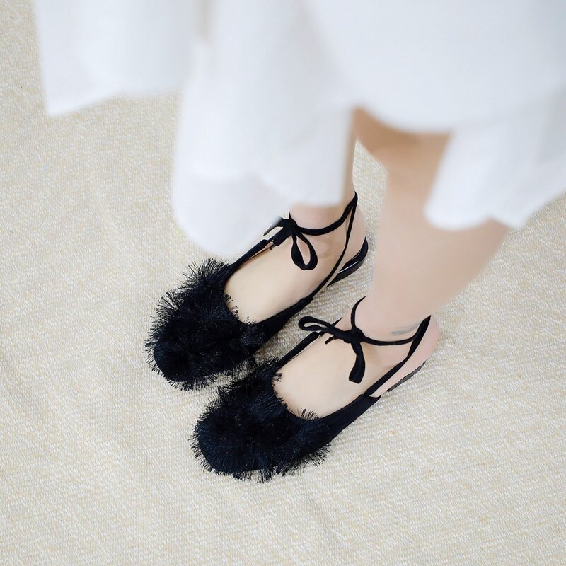 Lace-up single shoes women's Baotou half slippers women's 2021 new outer wear fashion net red flat sandals female fairy style
