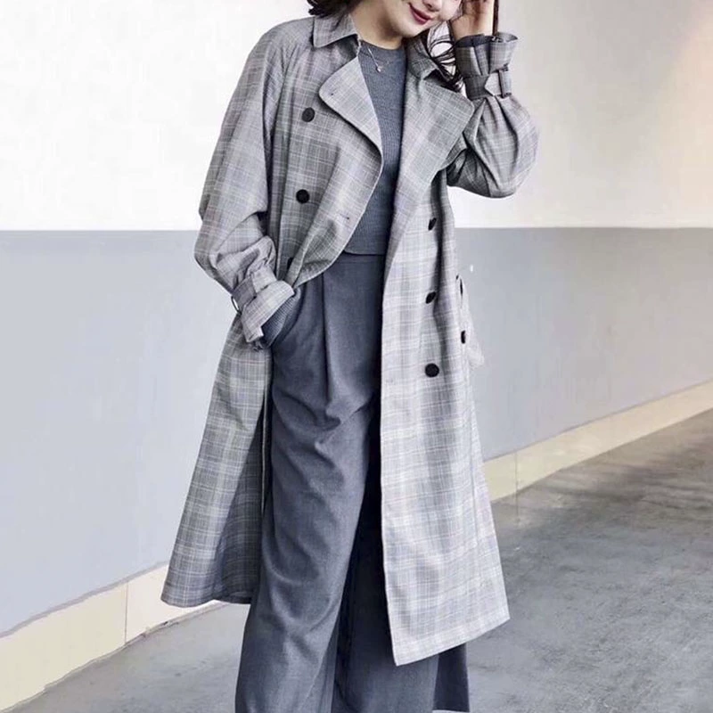 Áo khoác gió kẻ sọc dài trung thu cổ điển cho mùa xuân mới 2021 - Trench Coat