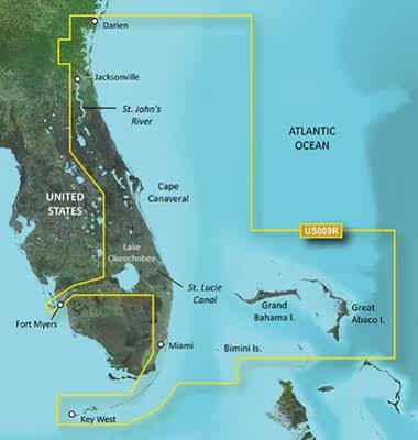 January 2014 Jacksonville Key West Bahamas Nautical Chart GPS Map