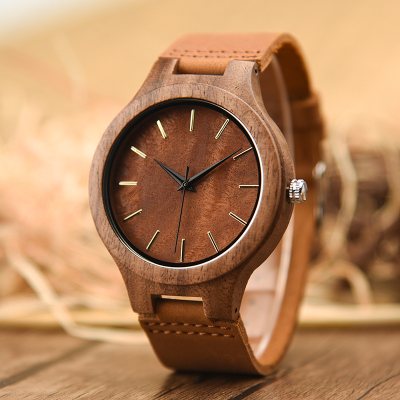 【Walnut Wood Men's Watch】Simple and Luxurious Design, Student Natural Wood Strap Watch, Gift Idea