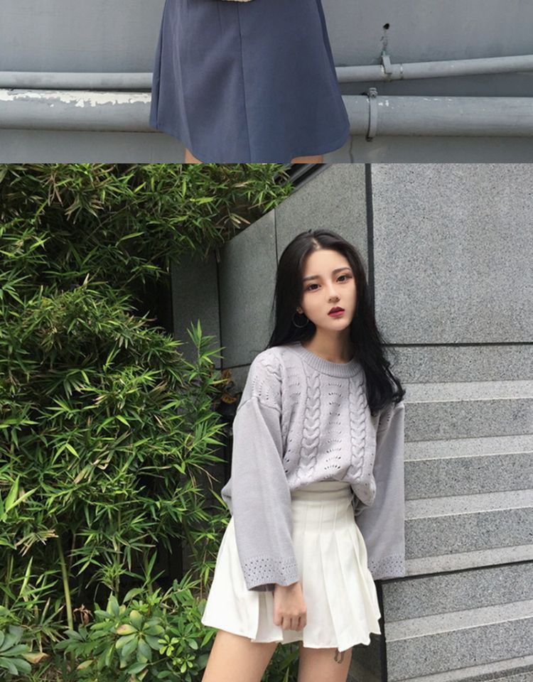 Mùa xuân và mùa thu retro rỗng ngắn đầu áo len lỏng áo khoác mỏng dài tay phiên bản Hàn Quốc của áo len nữ dưới cùng áo cardigan nữ dáng dài