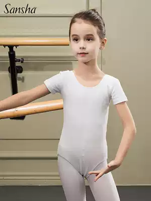 Sansha France children's dance clothes short sleeve ballet jumpsuit short sleeve round neck dance practice uniform