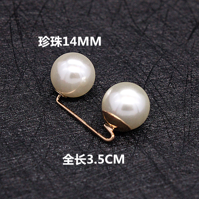 Trâm chống ánh sáng Ngọc trai hai đầu cong thanh thiết kế từ pin trâm Bib phụ kiện áo len ngắn da nữ cài áo đẹp