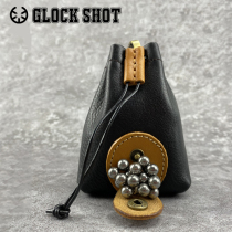 Hand-made slingshot strong magnetic marbles bag Waist bag Portable cowhide bag Outdoor pottery pill steel ball bag Pendant projectile bag special