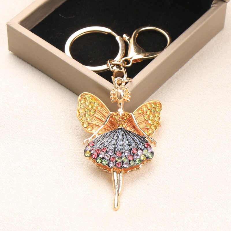 Korean Style Ballet Girl Alloy Keychain Creative Diamond-Encrusted Angel Girl Key Ring Backpack Accessory Pendant Korean Style Ballet Girl Alloy Keychain Creative Diamond-Encrusted Angel Girl Key Ring Backpack Accessory Pendant