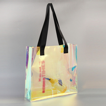 PVC Transparent Hand Bag Zipper Bag Manufacturer Direct Marketing Net Red Jelly Bag Makeup Bag Dazzling Custom LOGO