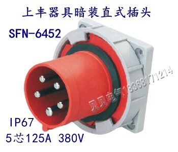 Shanghai Feng SFE new industrial aviation waterproof socket SFN-6452 125A five-core appliances dark straight plug