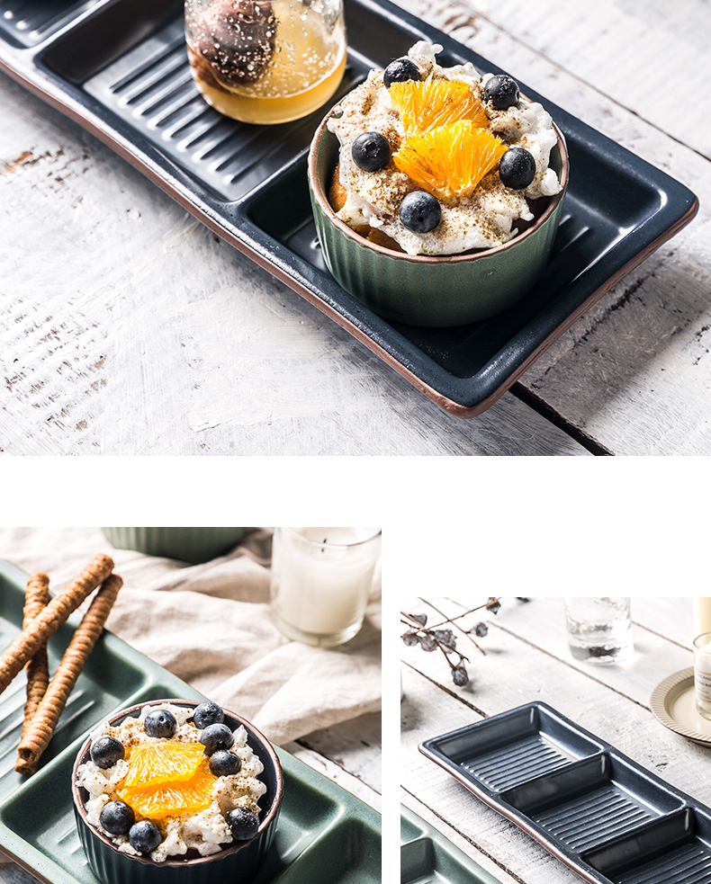 Nordic home snacks dessert plate of restoring ancient ways rectangular plate of fruit plate glass ceramic tableware web celebrity breakfast tray