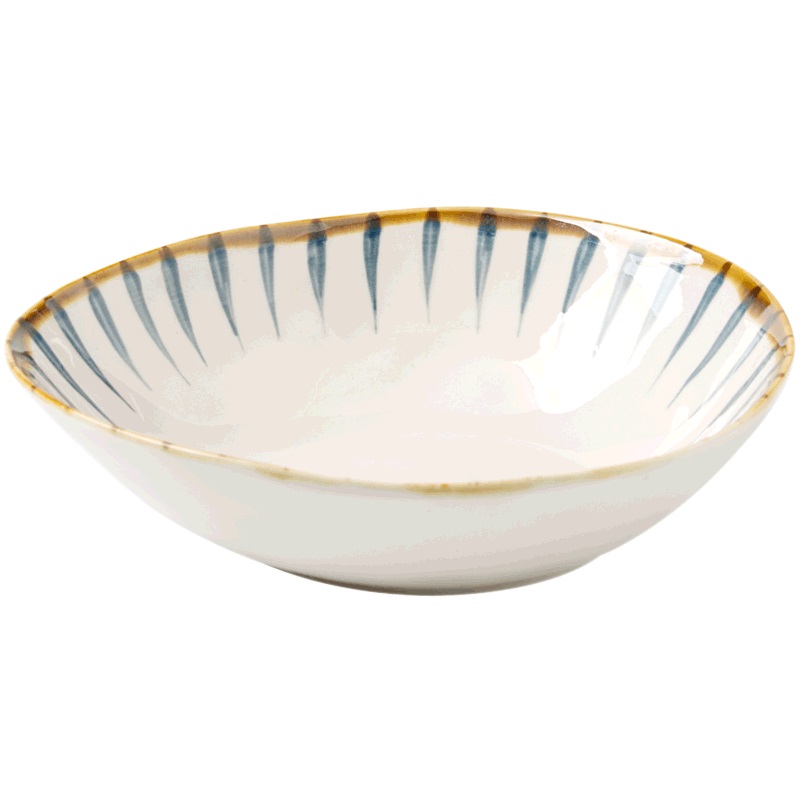 Japanese household fruit salad bowl noodles bowl ceramic tableware shallow dish bowl creative hand - made water bowl of blue and white