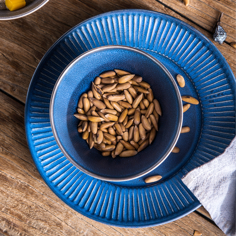 Jian Lin, north Europe type restoring ancient ways of creative household tableware ceramic dish bowl dish beefsteak breakfast dish ink stone