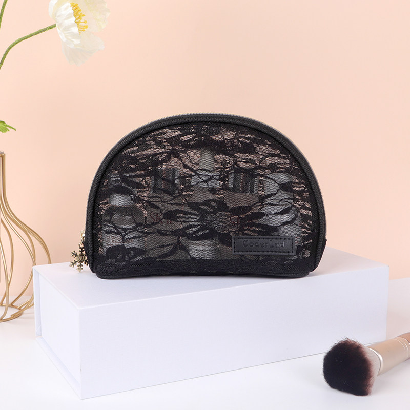 Small Number Black Lace Shells Bag Makeup Bag Mesh Red Carry-on Makeup Skin-care Products Containing Bag Portable Female Trumpet-Taobao