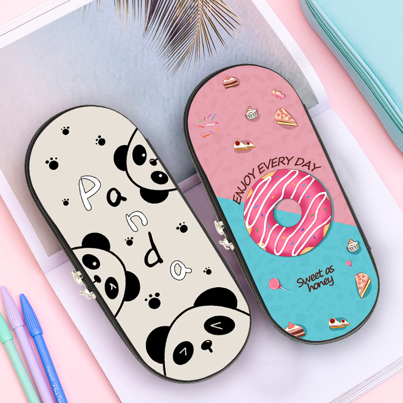 Children's pencil bag primary school students cute cartoon stationery box kindergarten canvas donut small fresh stationery bag original