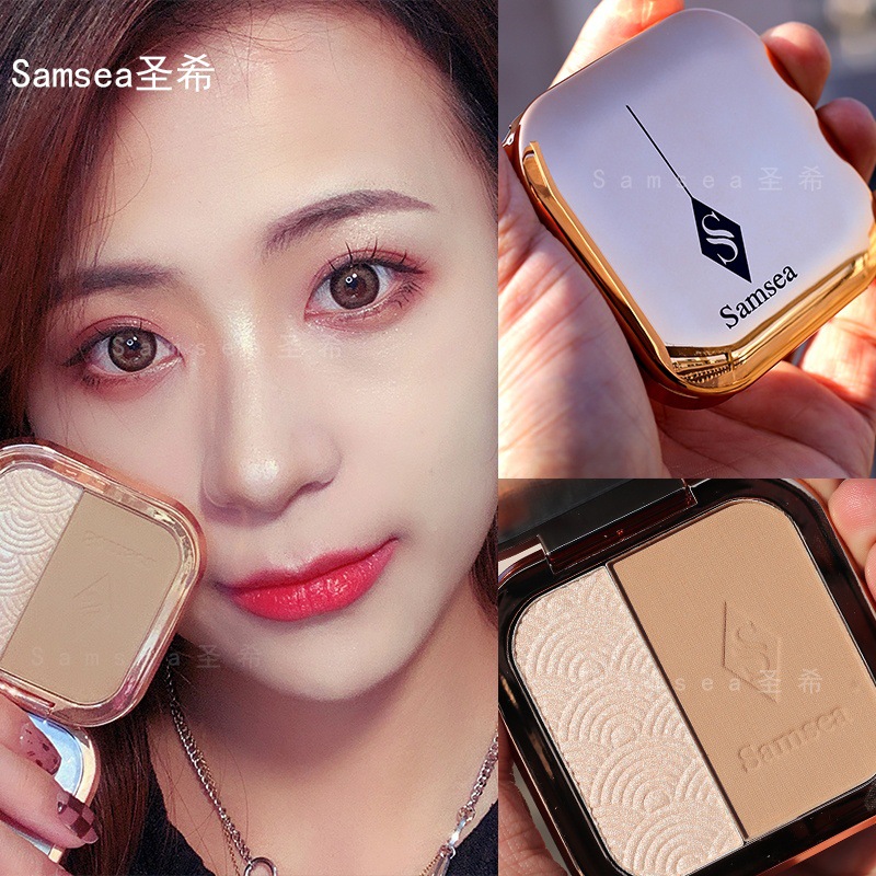 Sacred Higao Light Tinted Powder Cake Bicolor Integrated Disc Fine Flash Matte Face Bright Nose Shades Three-in-one Shake-Up