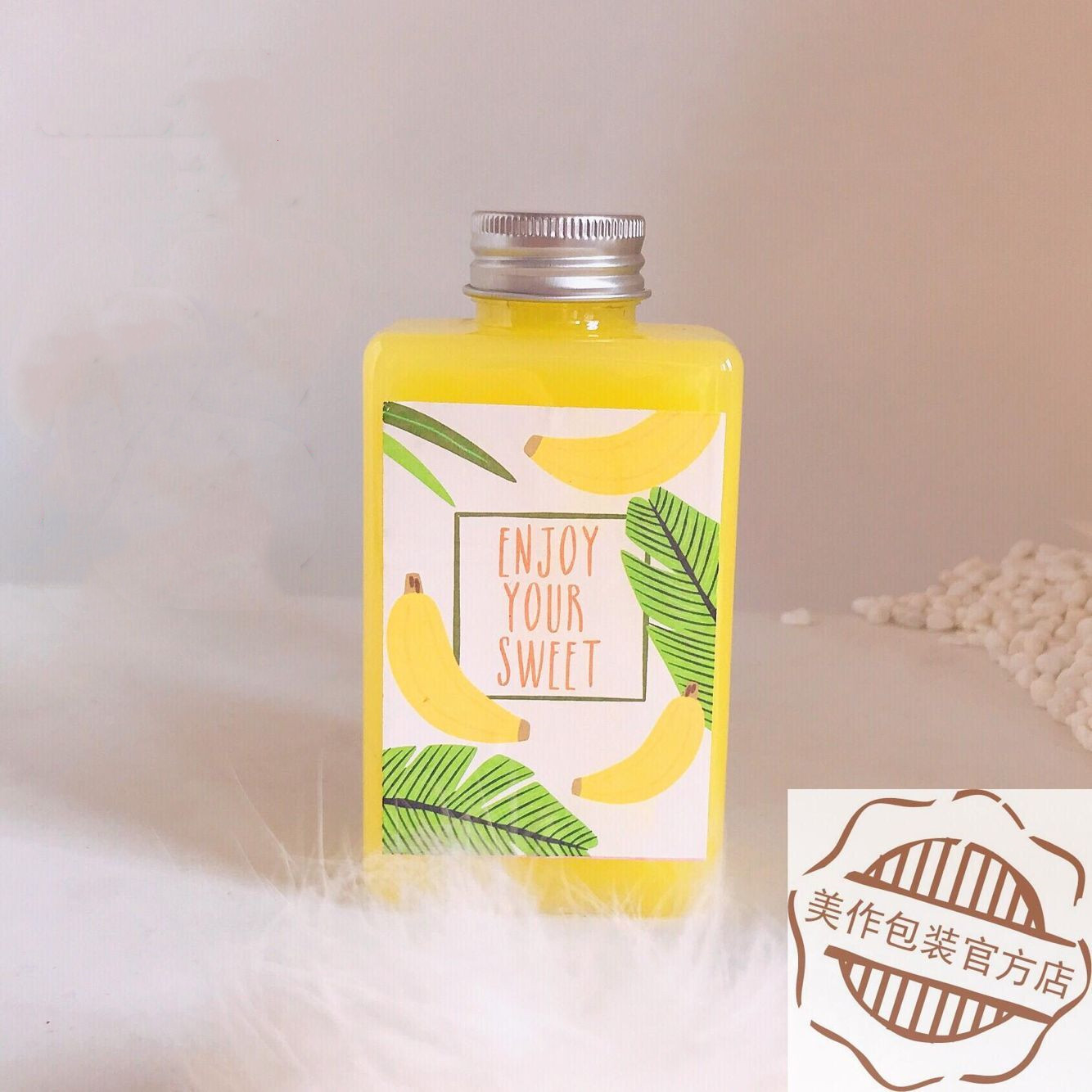 200ml Creative Flat Square Bottle Plastic Pet Juice Milk Tea Packing Takeaway Bottle Seal With Lid Empty Bottle Transparent Coffee