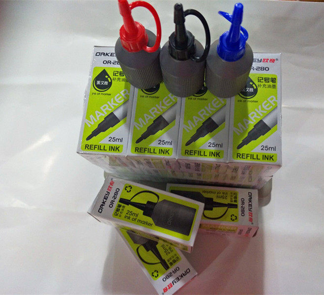 Marker ink Ouki OR280 supplementary ink 25ml filling liquid black red blue 24 markers
