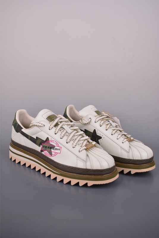 2026 New Year of the Horse Limited Edition Shell White and Green Ape Star Color-Block Unisex Thick-Soled Casual Sports Low-Top Sneakers