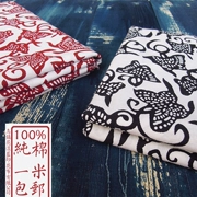 Màu xanh in vải trắng crocus bông khăn trải bàn Trung Quốc gió bướm vải gối thủ công vải tự làm