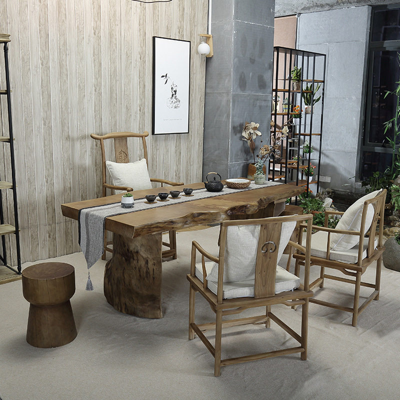 Living room tea table solid wood tea table and chair manufacturers direct sales of new Chinese plate Antique tea outdoor table and chair set several self