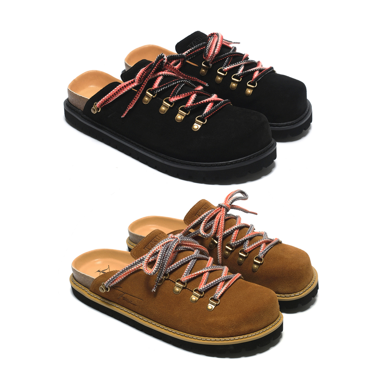 Tz Killer High-Gloss Cow Suede Birkenstock-Style Half-Slippers with Colorful Laces, Closed-Toe Mules for Commuting