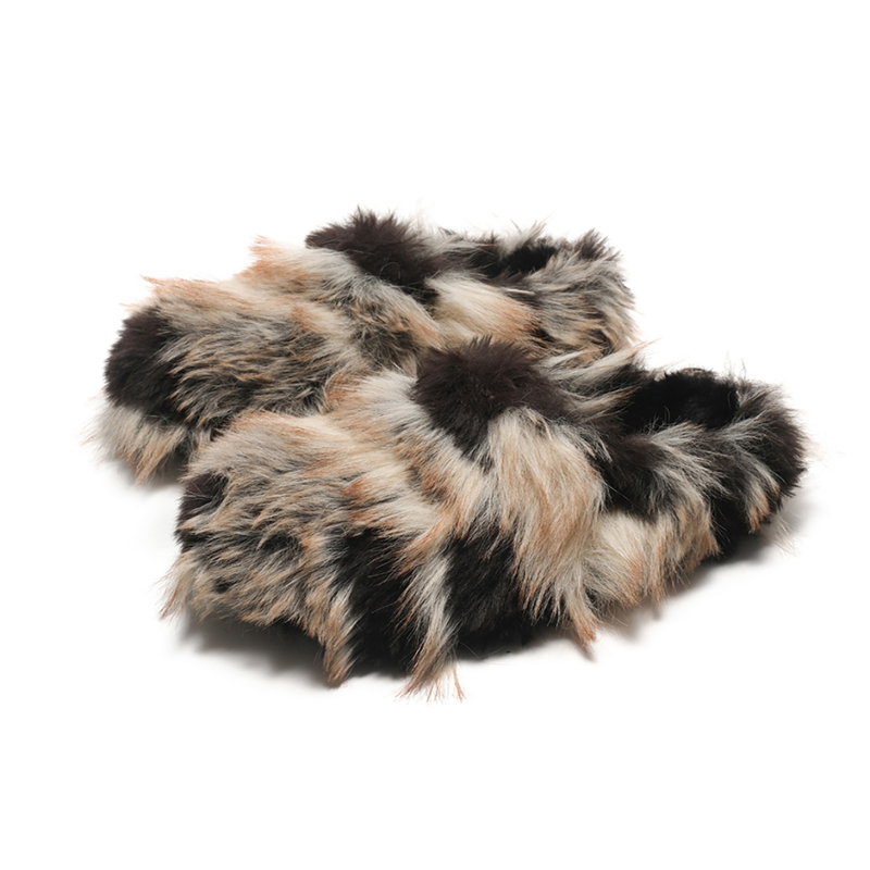 Tz Killer "Fox Fur Mist Spot" Snow Slip-On Shoes, Plush Warm Height-Increasing Slippers, Thick-Soled Winter Style for Men and Women